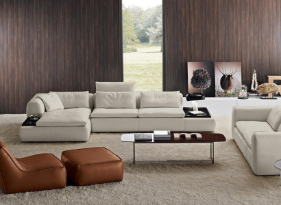 Design Sofa L Shape Upholstered Couch Living Room Corner Sofa Leather Luxury Furniture